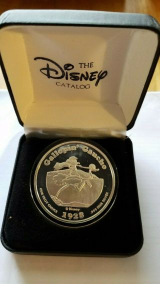 1 Oz.  999 Silver Round Mickey Mouse Disney Rare Vintage Gallopin’ Gaucho 1928