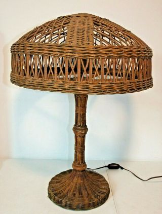Rare Antique/vintage Heywood Wakefield 27 " Wicker Table Lamp,  Arts & Crafts