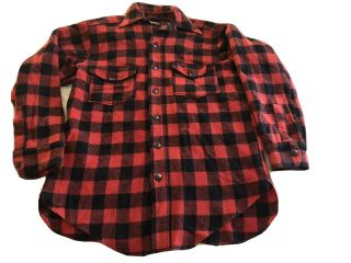 Rare 1930s Woolrich Vintage Mens Wool Red Black Buffalo Plaid Flannel Shirt M