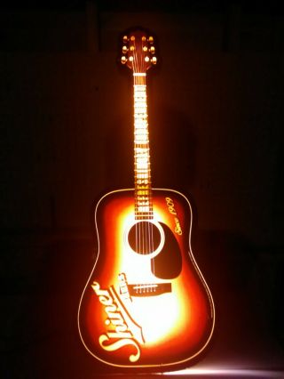 Rare Shiner Beers Guitar Lighted Beer Sign 39 " Gibson Martin Fender -