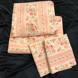 Rare Vtg Ralph Lauren Millicent 4pc Queen Sheets Set Pink Floral Made In Italy
