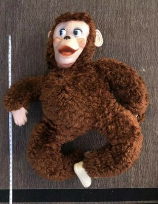 HUGE Vintage 60s My Toy Rubber Face Monkey Big Plush Stuffed Brown 36” 1960 RARE 3
