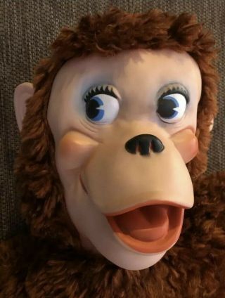HUGE Vintage 60s My Toy Rubber Face Monkey Big Plush Stuffed Brown 36” 1960 RARE 5