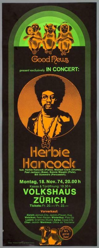 Herbie Hancock – Mega Rare Vintage Zürich 1974 Thrust Concert Poster