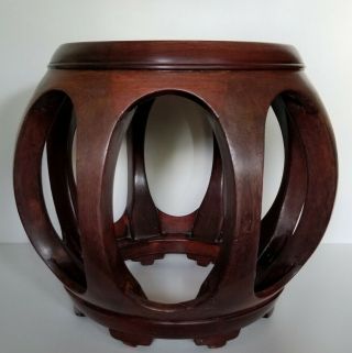 Rare Vintage Chinese Barrel Side Table Stool,  Huali Rosewood,  20th Century