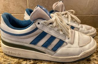 RARE Vintage 80 ' s ADIDAS IVAN LENDL Tennis Sneakers SHOES White Blue Stripe 3