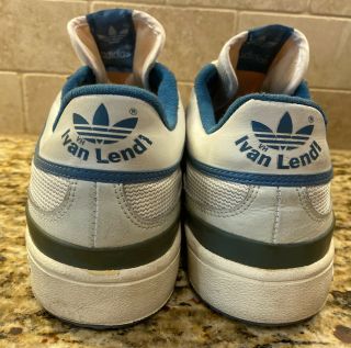 RARE Vintage 80 ' s ADIDAS IVAN LENDL Tennis Sneakers SHOES White Blue Stripe 4