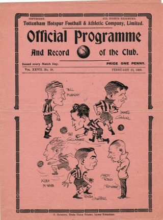 Very Rare Pre - Ww2 Football Programme Tottenham Hotspur V Sunderland 1934 - 1935
