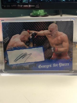 George St Pierre 2010 Blue Ufc Main Event Topps Auto Rare Only 3 Ebay Gsp Mma
