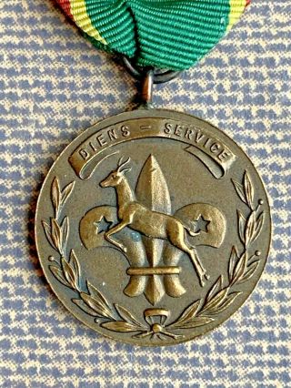 1950 - 70 Rare South Africa - Boy Scout Long Service Medal With Leaping Springbok 3