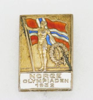Rare Vintage Aksel Holmsen 1932 Olympic Gold 830 Silver Enamel Norway Stick Pin