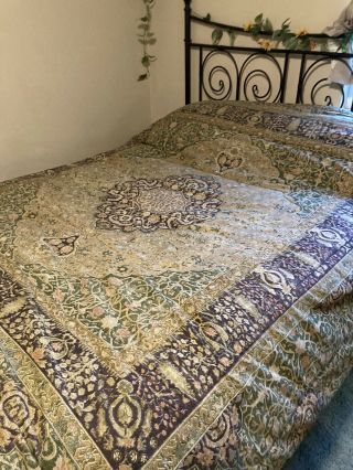 Rare Vintage Ralph Lauren Rutherford Park Tapestry Comforter Full Queen Green