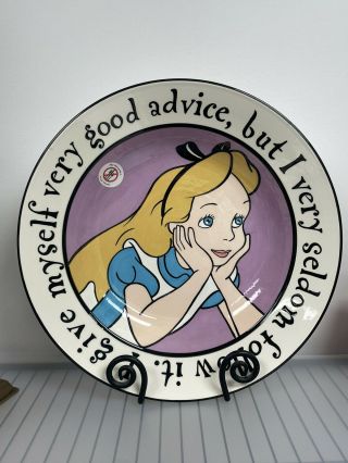 Rare Disney Alice In Wonderland Large Round Elisabete Gomes Signed Bowl Plate