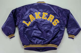 Rare Vintage Chalk Line Los Angeles Lakers Satin Jacket 80s 90s Magic Purple 2xl