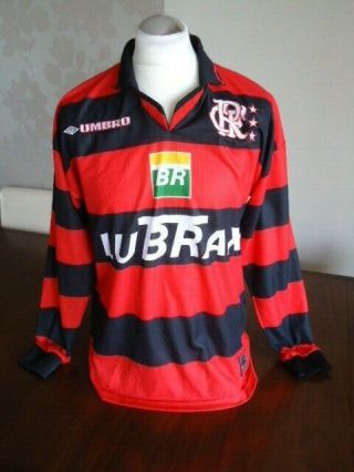Flamengo 1998 Umbro Home Shirt Long Sleeved Rare Large Adults Brazil