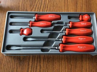 Vintage Rare Red Snap On - (8pc Screwdriver Set) With Tray