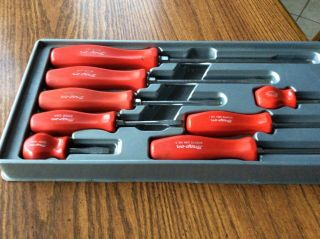 Vintage Rare Red SNAP ON - (8PC Screwdriver SET) with tray 6