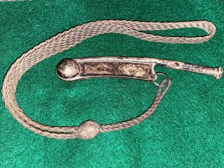 Sterling Silver Boatswain/bosun Naval Whistle.  1870 - 1890s.  Rare Lanyard