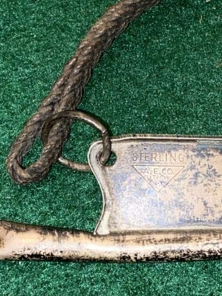 Sterling Silver Boatswain/Bosun Naval Whistle.  1870 - 1890s.  Rare Lanyard 2