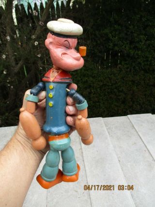 Rare 1935 King Features.  Wood Jointed Popeye The Sailor Doll 12 " Tall