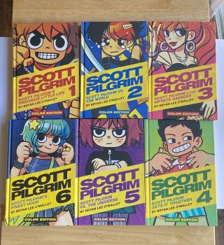Oni Press Scott Pilgrim Full Color Hardcover Complete Set Volumes 1 - 6 Oop Rare
