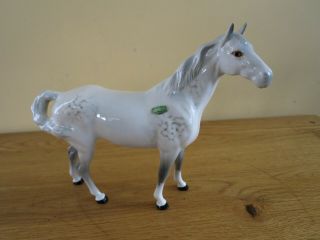 Beswick Grey / Whight Swish Tail Horse.  Model No 1182.  Rare 1st Version.