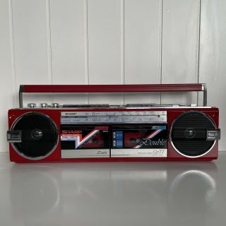 Vintage Sharp Qt - 77 Red Dual Cassette Recorder Shortwave Am/fm Boombox Rare