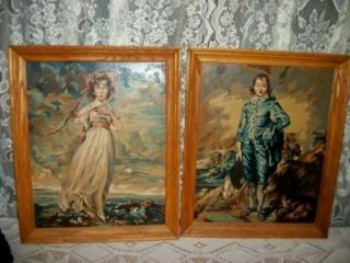 Paint By Numbers Pinkie Blue Boy Pbn Large Oak Frames Mid Century Vintage Rare