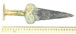 Ancient Rare Viking Scythian Gilding Bronze Iron Battle Short Sword 2 - 4 AD 3