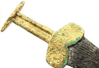 Ancient Rare Viking Scythian Gilding Bronze Iron Battle Short Sword 2 - 4 AD 6