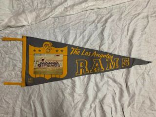 Scarce 1960s Los Angeles Rams Nfl Football Team Photo Full Size Pennant Rare