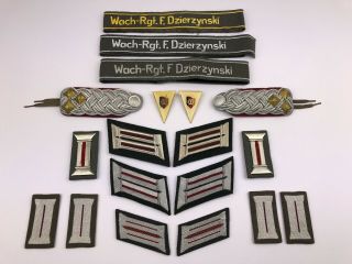 Rare East German Ddr Stasi Felix Dzierzynski Insignia Collar Tabs Badges