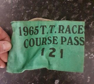 Rare - Vintage 1965 Tt Races Course Pass 121 Armband - Tom Kirby Racing