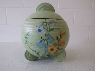 Vintage Art Deco Rounded Pottery Vase With Lid C1920s Gc Rare