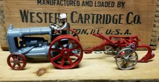Antique Cast Iron Arcade Fordson Tractor And Plow Very Rare The Real Deal