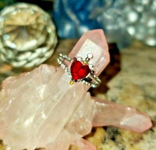 Rare Faerie Portal Cleansing Magic & Siren Allure Crystal Heart Ring Of Wishes