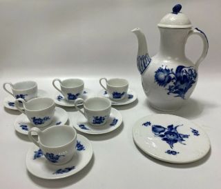 Rare Vintage 15 - Pc Royal Copenhagen Blue Rose Pattern Miniature Tea Set/trivet