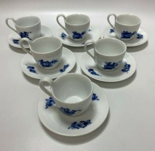 RARE VINTAGE 15 - Pc Royal Copenhagen Blue Rose Pattern Miniature Tea Set/Trivet 2