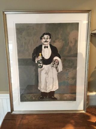 Rare Guy Buffet Lithograph " Le Sommelier " Numbered 100/250 Ltd Ed Framed