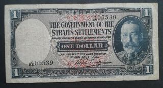Rare 1935 Straits Settlements Government $1 Banknote P16b F