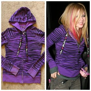 Abbey Dawn Avril Lavigne Purple Zebra Hoodie Size Small Rare Punk Goth