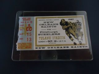 1967 Orleans Saints Inaugural Season Ticket Stub Pittsburgh Steelers Rare