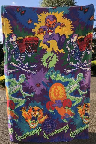 Vintage 1996 R.  L.  Stine Goosebumps Rare Fitted Bedsheet Doona Cover Purple Green