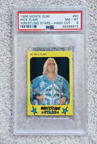 1986 Monty Gum Rick Ric Flair 90 Wwf Wrestling Stars Rare Card Wwe Psa 8 Nm - Mt