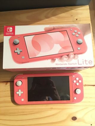 Nintendo Switch Lite - Rare Coral W/ Animal Crossing: Horizons W/ Charger