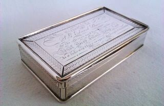 Extremely Rare & Solid Silver William IV Presentation Snuff Box 1838 2