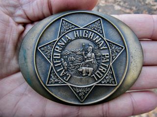 Vtg California Highway Patrol Belt Buckle Chp Trooper Jostens Brass Rare Vg,