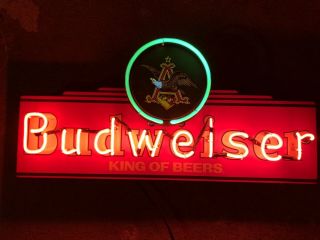 Budweiser Beer Neon Light Up Sign Eagle 30 " Bar Anheuser Busch Vintage Rare