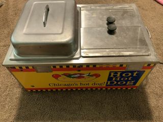Rare Chicago Hot Dog Table Top Cart Steamer Heater Cooker Warmer 3 Bin Bay 110v