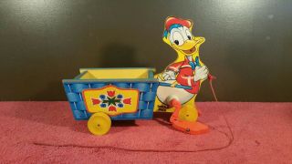 Vintage Toy Donald Duck " Fisher Price,  " 605 Rare In Good Vintage Shape